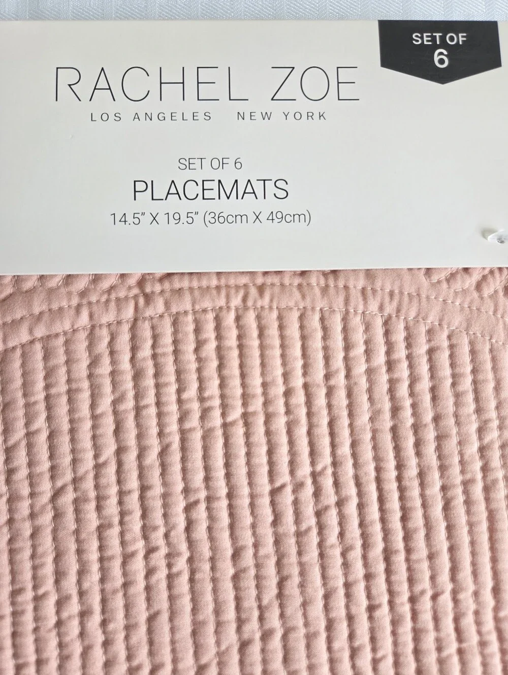 Rachel Zoe Set of 6 Quilted Placemats Oval Shape Pastel Peach Orange